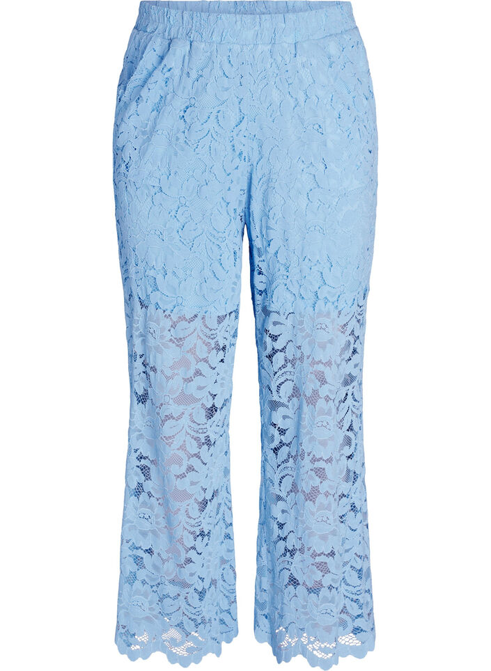 Blondebukser med h&oslash;j talje og lige ben, Bl&aring;, Packshot image number 0