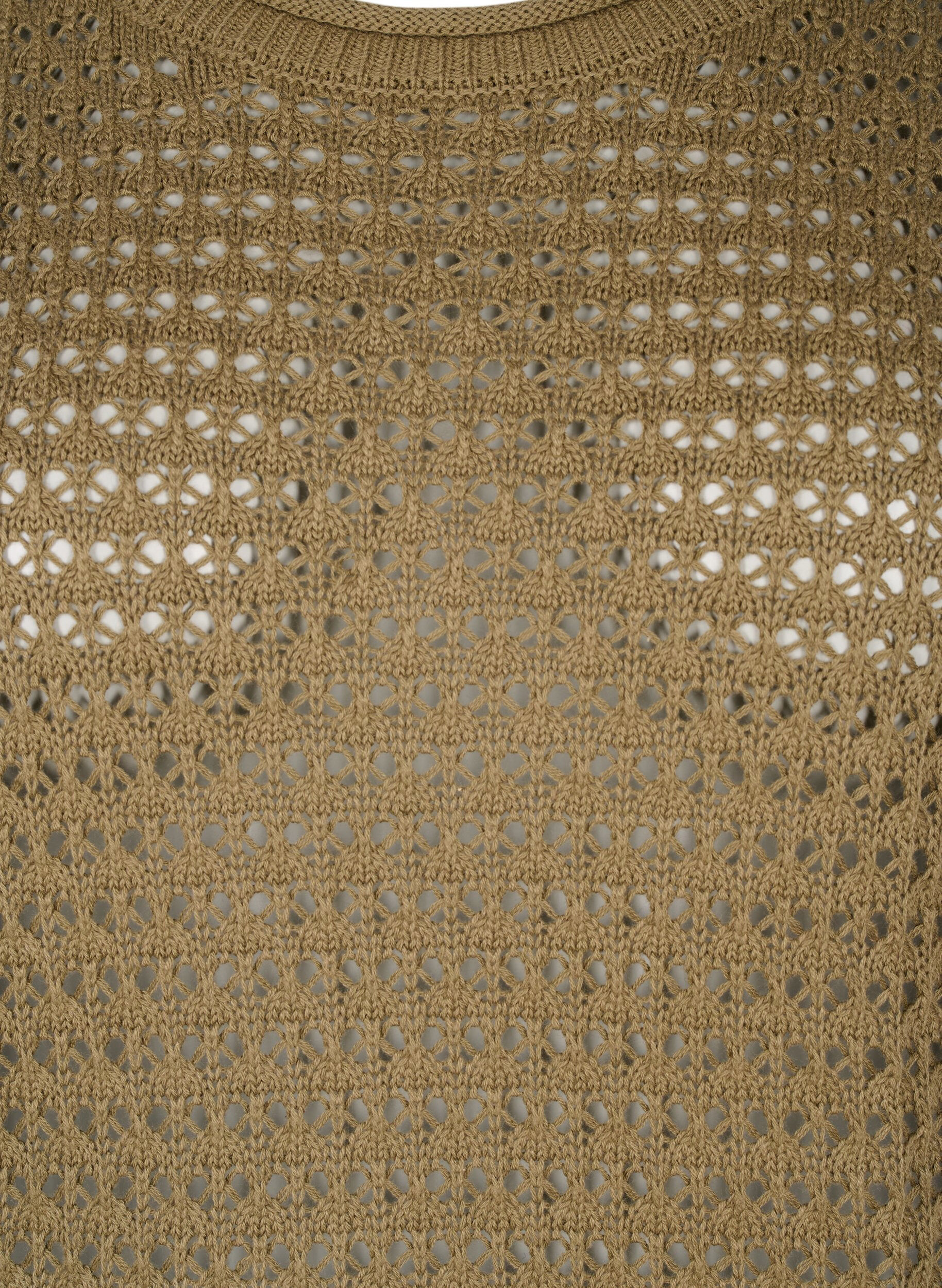 Zizzi Strikket bluse med hulm&oslash;nster, Dusky Green, Packshot image number 2