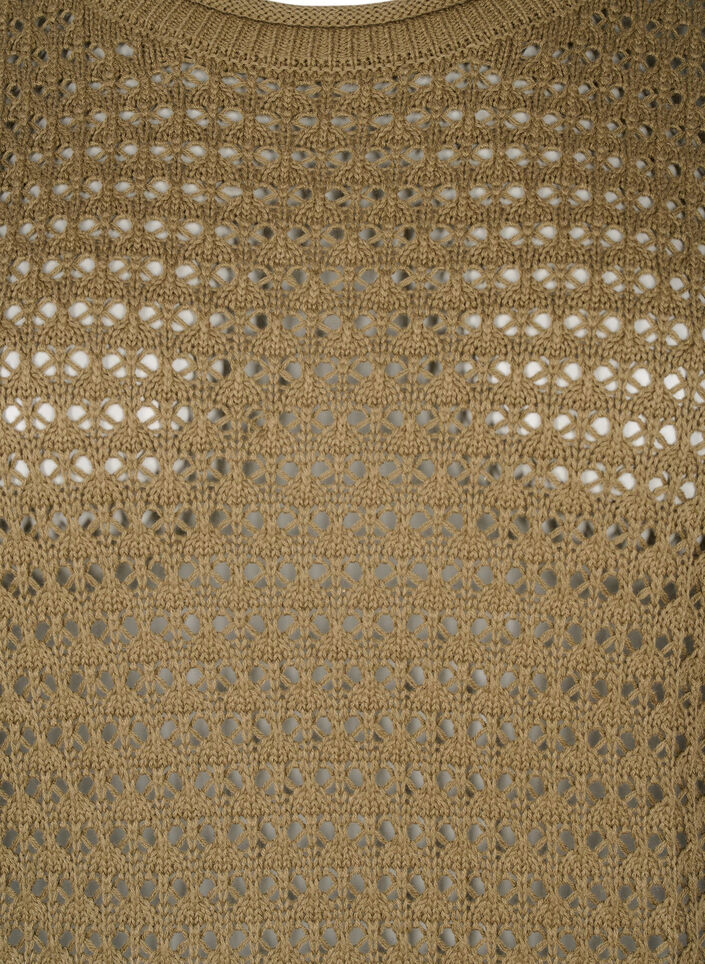 Strikket bluse med hulmønster, Dusky Green, Packshot image number 2