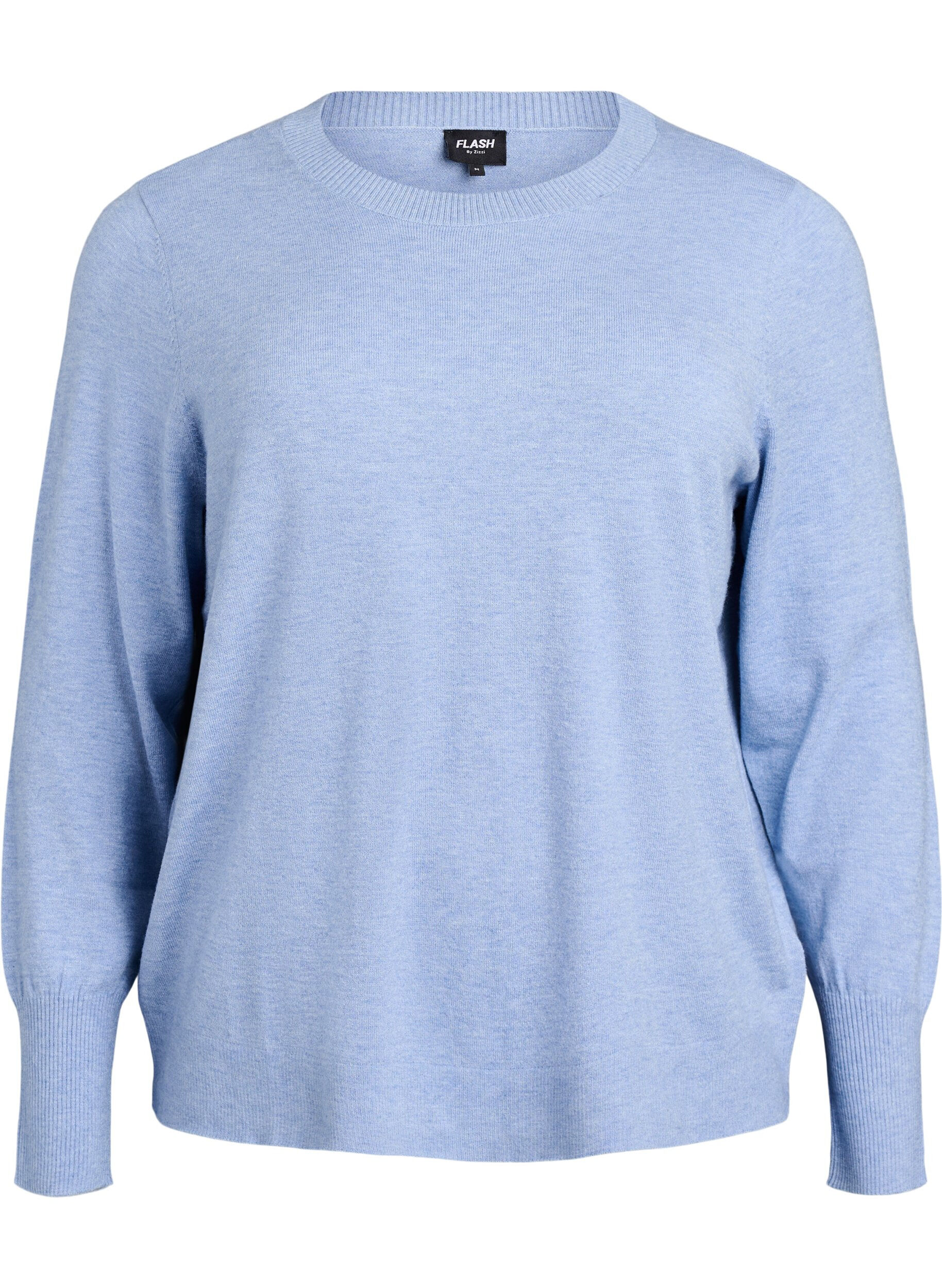 ZizziStrikbluse med rund hals, Bl&aring;, Packshot image number 0