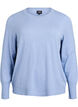 Strikbluse med rund hals, Bl&aring;, Packshot image number 0