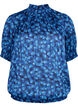 Kortærmet smockbluse med print, Navy Blazer Leaf AOP, Packshot image number 0