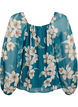 Chiffonbluse med blomster og lange ærmer , Grøn, Packshot image number 1