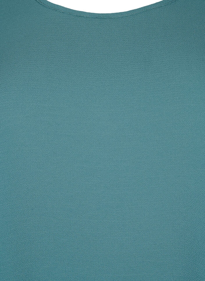 Bluse med korte &aelig;rmer og rund halsudsk&aelig;ring, Gr&oslash;n, Packshot image number 2