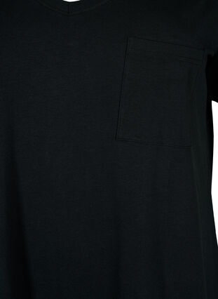 Kortærmet bomuldskjole med slids, Black, Packshot image number 2