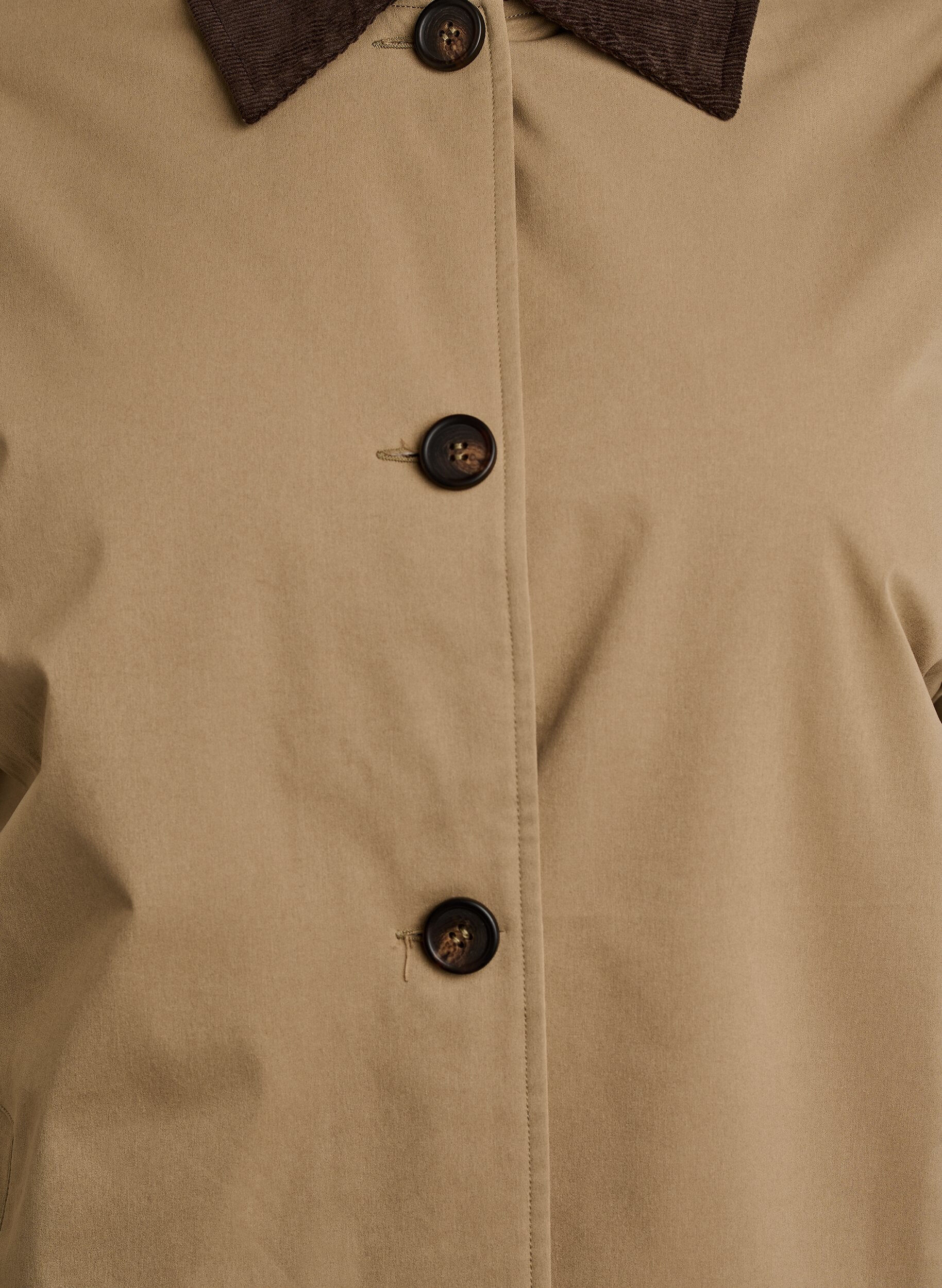 ZizziMellemlang jakke med fl&oslash;jlskrave, Beige, Packshot image number 2
