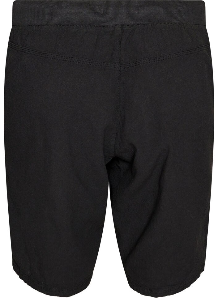 L&oslash;se shorts i bomuld med lommer, Sort, Packshot image number 1