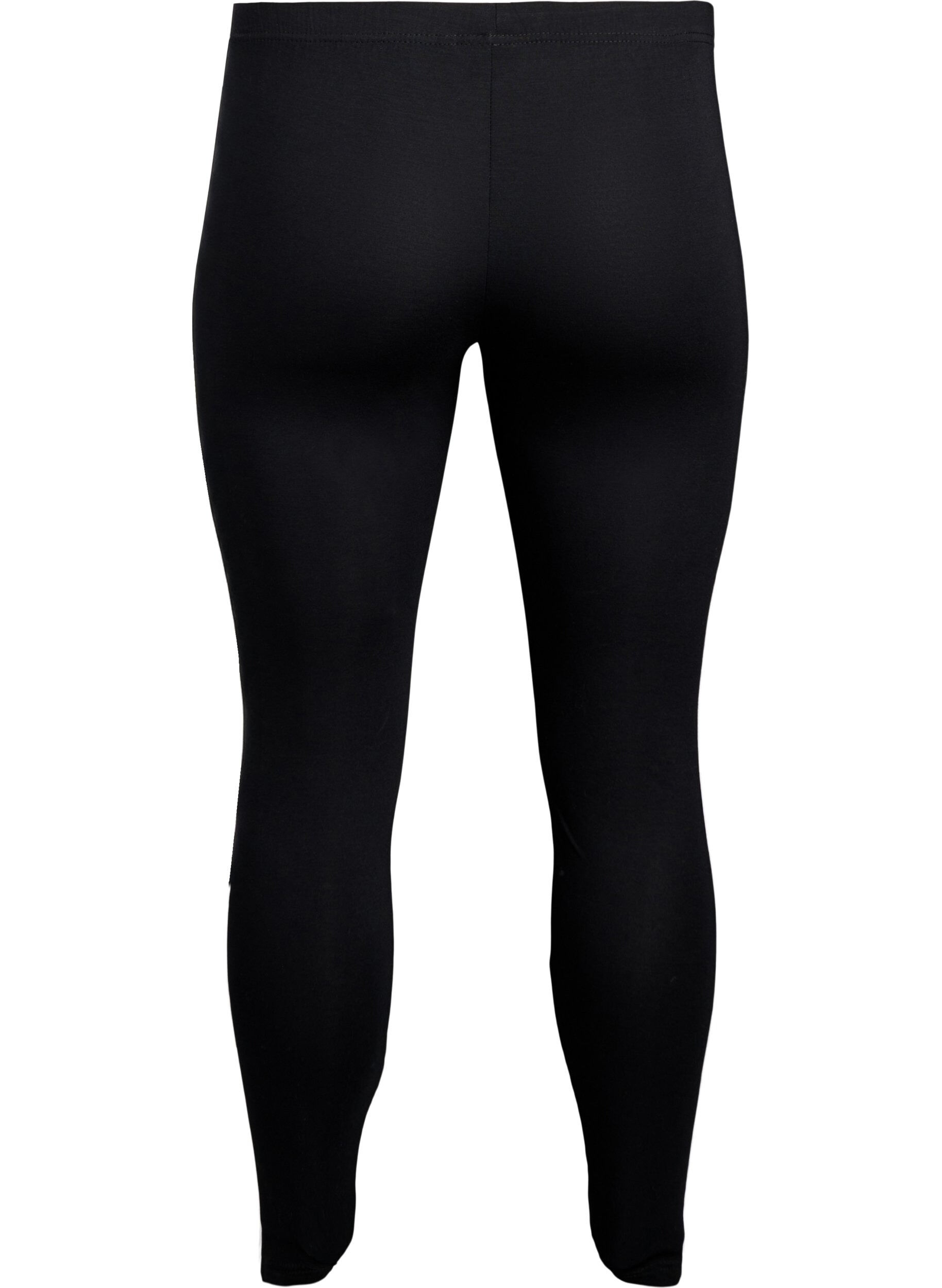 Zizzi Viskose leggings med striber i siderne, Black W. Stripe, Packshot image number 1