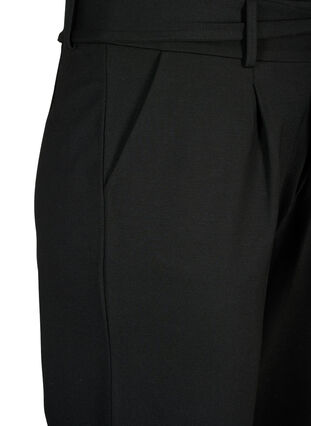 Højtaljede bukser med flæser og bindebånd, Black, Packshot image number 2