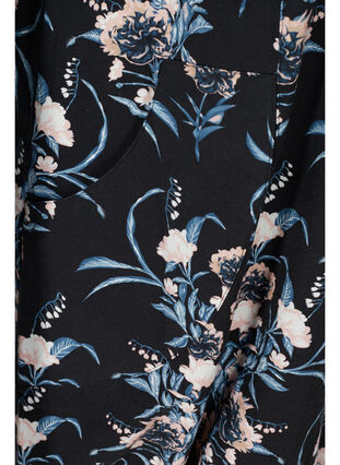 Kortærmet bomuldskjole med print, Black Flower, Packshot image number 3