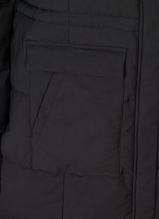 Lang vinterjakke med justerbar talje, Black, Packshot image number 3