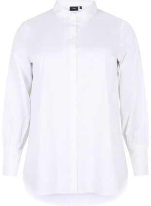 Lang skjorte i bomuld, Bright White, Packshot image number 0