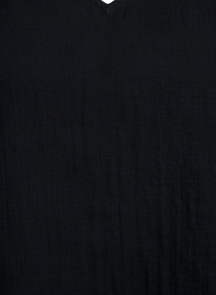 &AElig;rmel&oslash;s top i bomuldsmusselin med fl&aelig;ser, Sort, Packshot image number 2