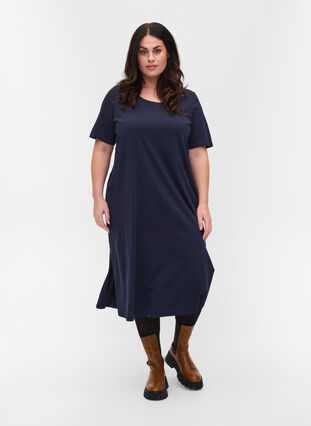 T-shirt kjole i bomuld med slids, Night Sky, Model image number 2
