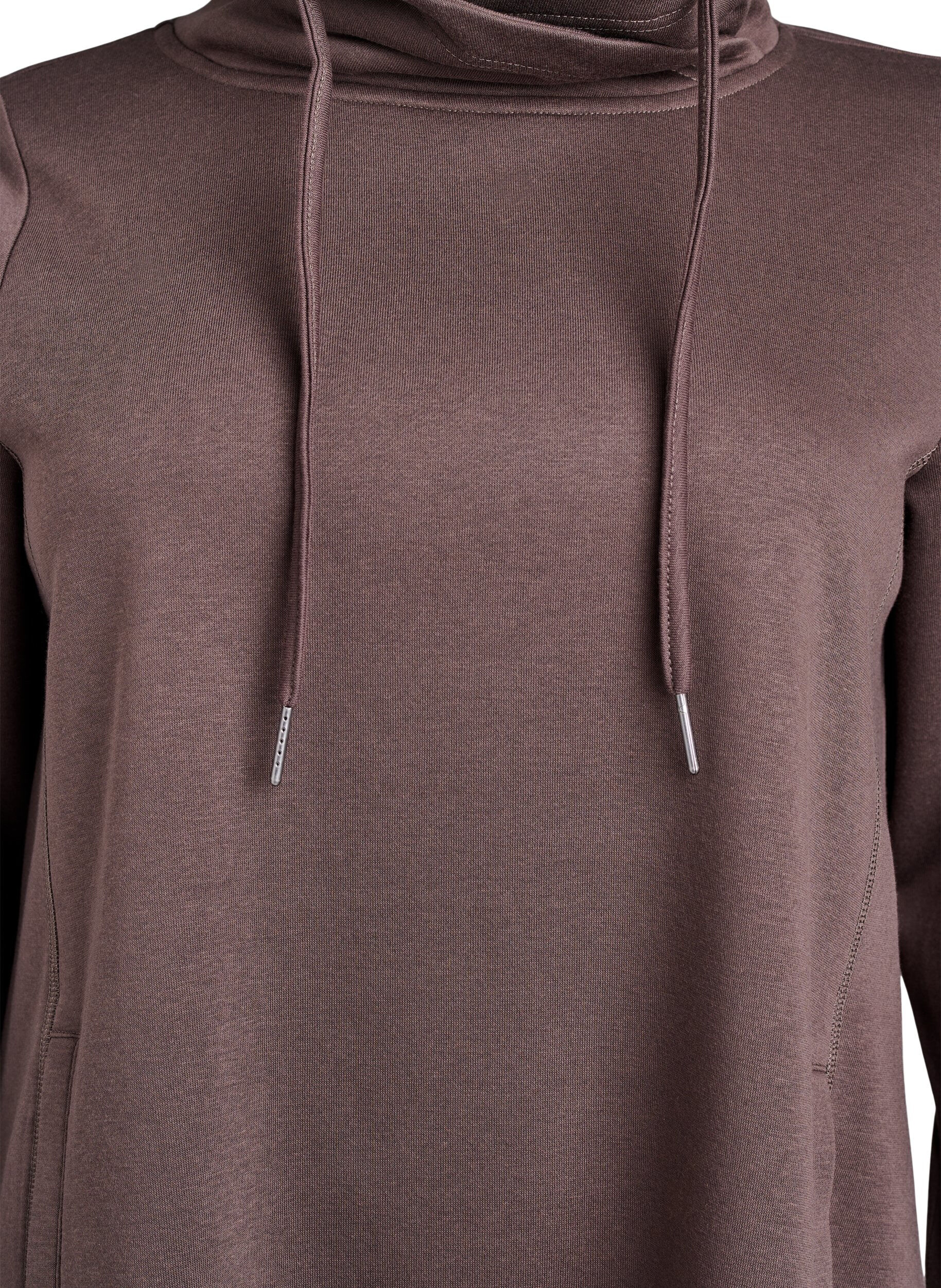 ZizziKort sweatkjole med h&oslash;j krave og lommer, Brun, Packshot image number 2