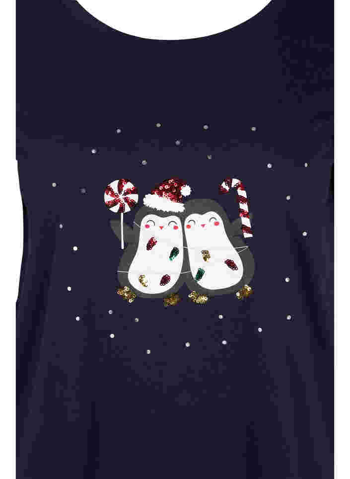 Jule t-shirt i bomuld, Navy Blazer Penguin, Packshot image number 2