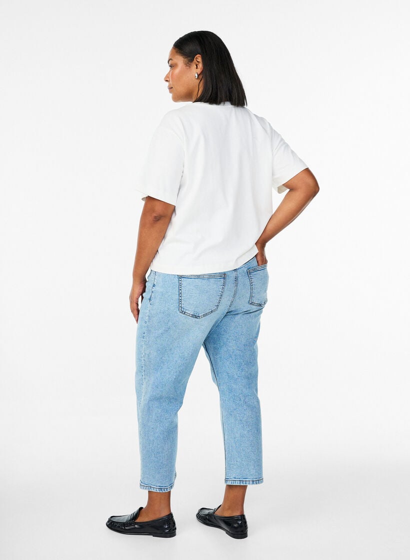 Cropped Vera jeans med sliddetaljer, Bl&aring;, Model image number 1
