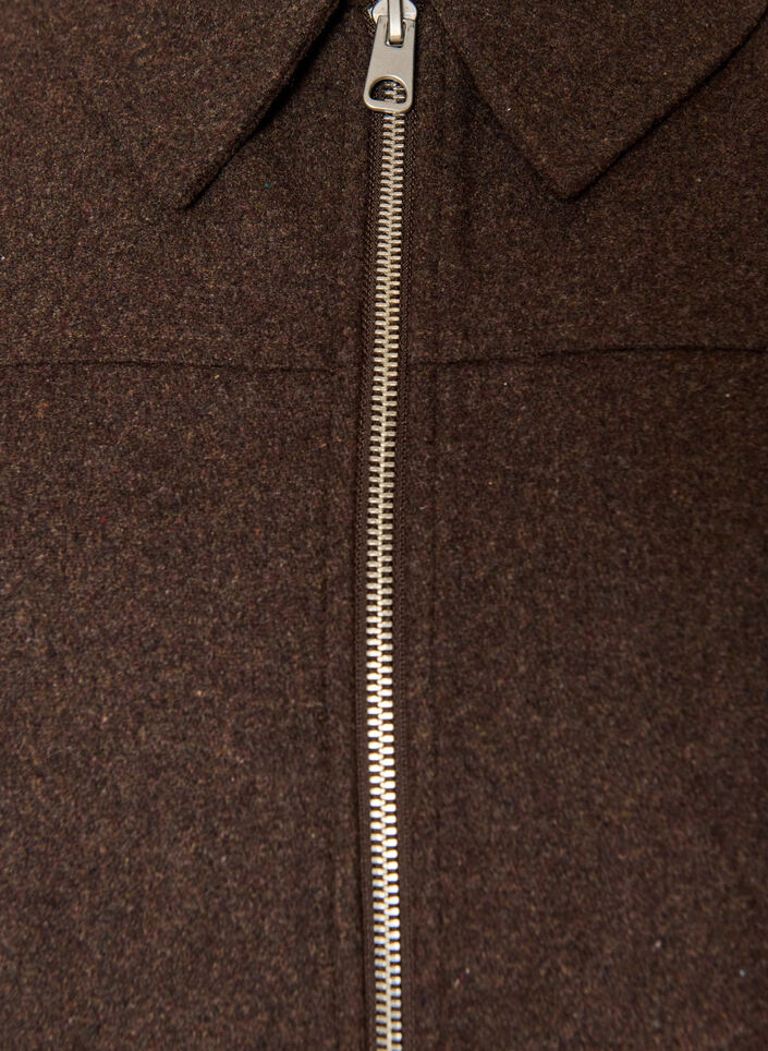 Kort jakke med skjortekrave og lynl&aring;s, Brun, Packshot image number 2