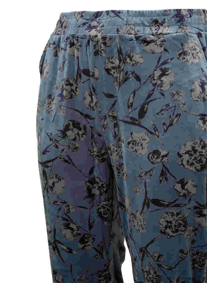 Velour bukser med lommer og blomsterprint, Green Gables, Packshot image number 2