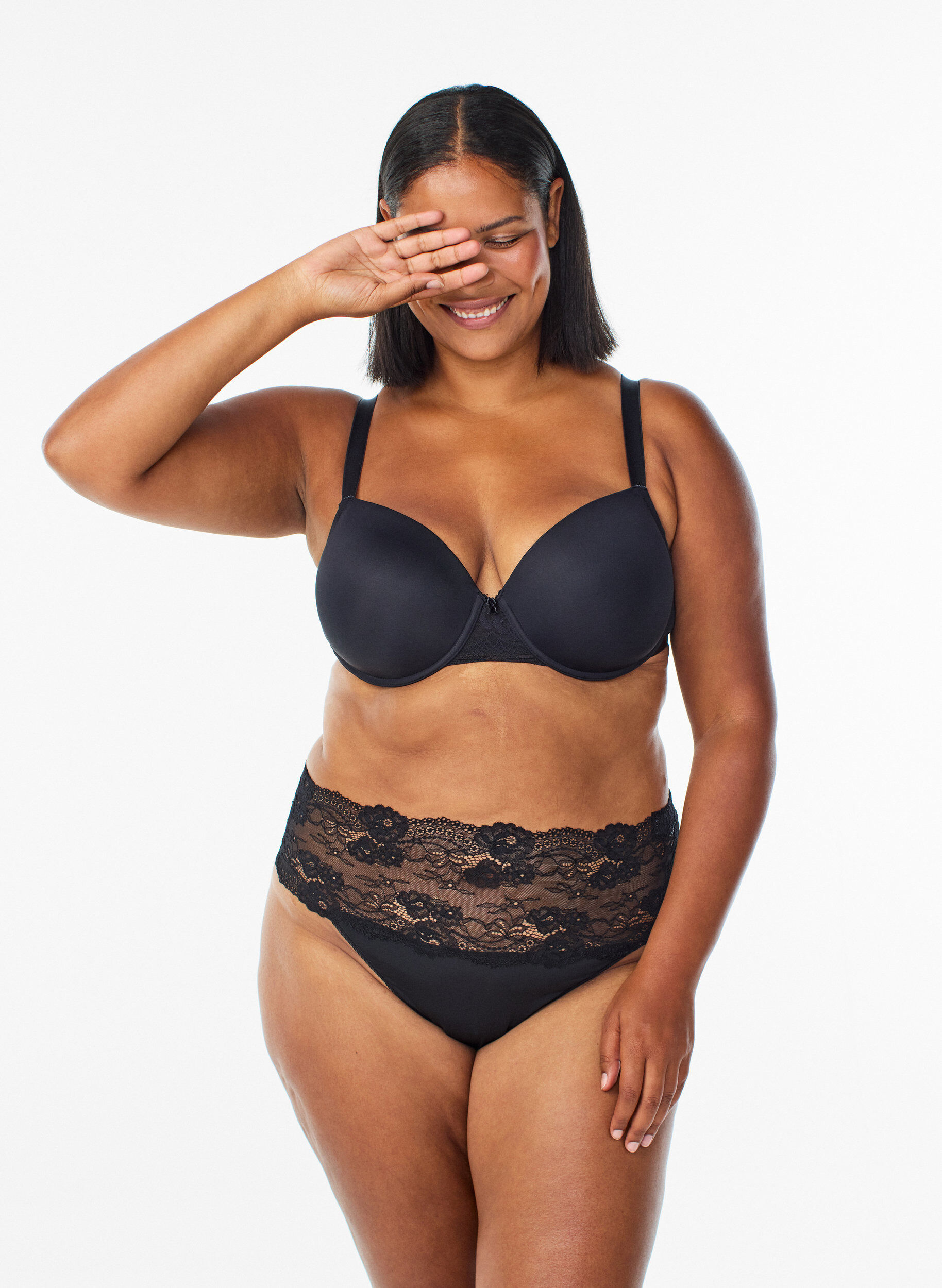 2-pak g-streng med bred blondekant, Sort, Model