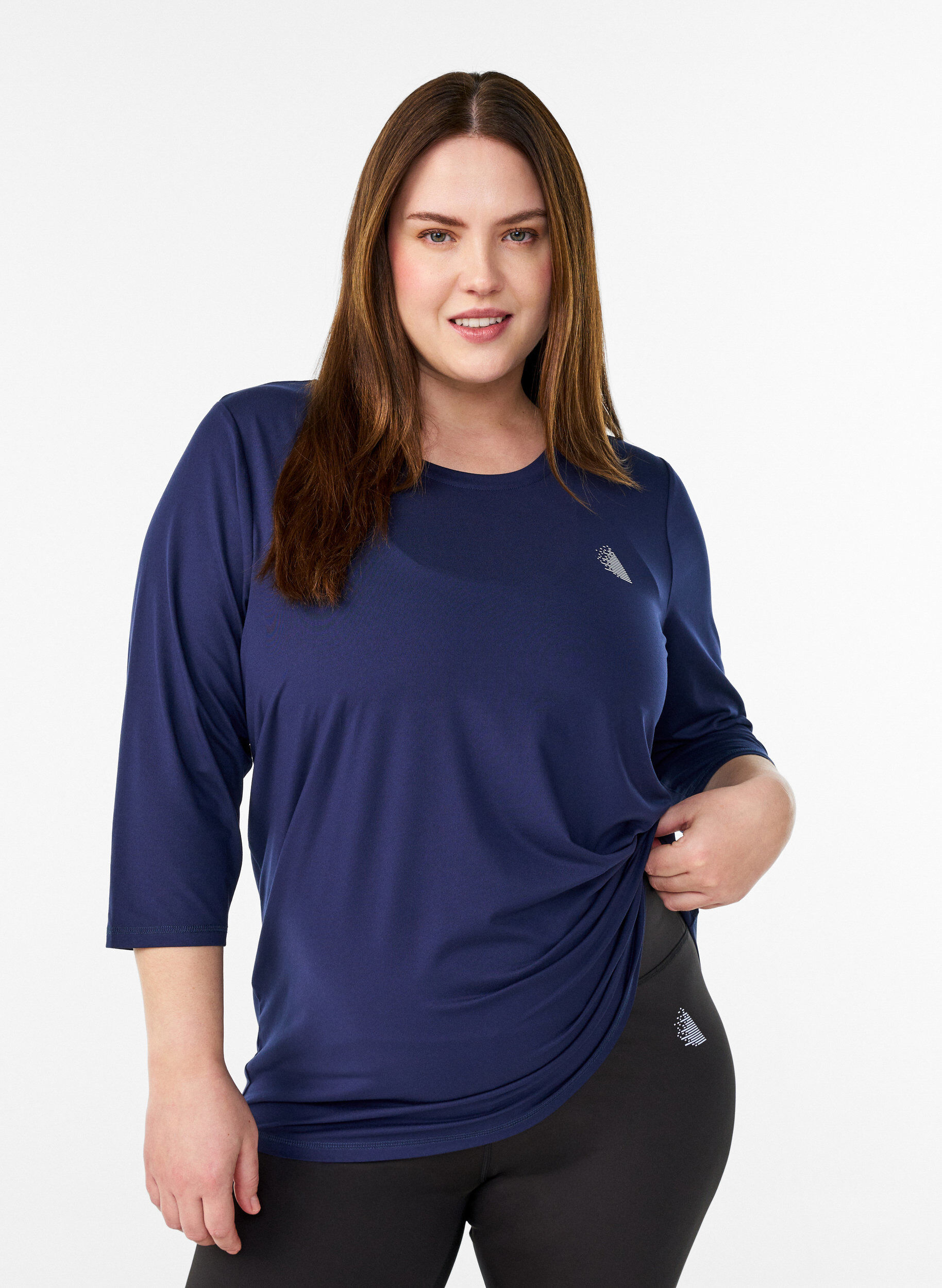ZizziTr&aelig;ningsbluse med 3/4 &aelig;rmer, Bl&aring;, Model image number 0