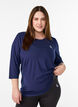 Tr&aelig;ningsbluse med 3/4 &aelig;rmer, Bl&aring;, Model image number 0