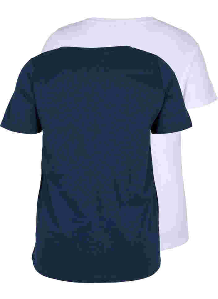 2-pak basis t-shirt i bomuld, Navy B/B White, Packshot image number 1