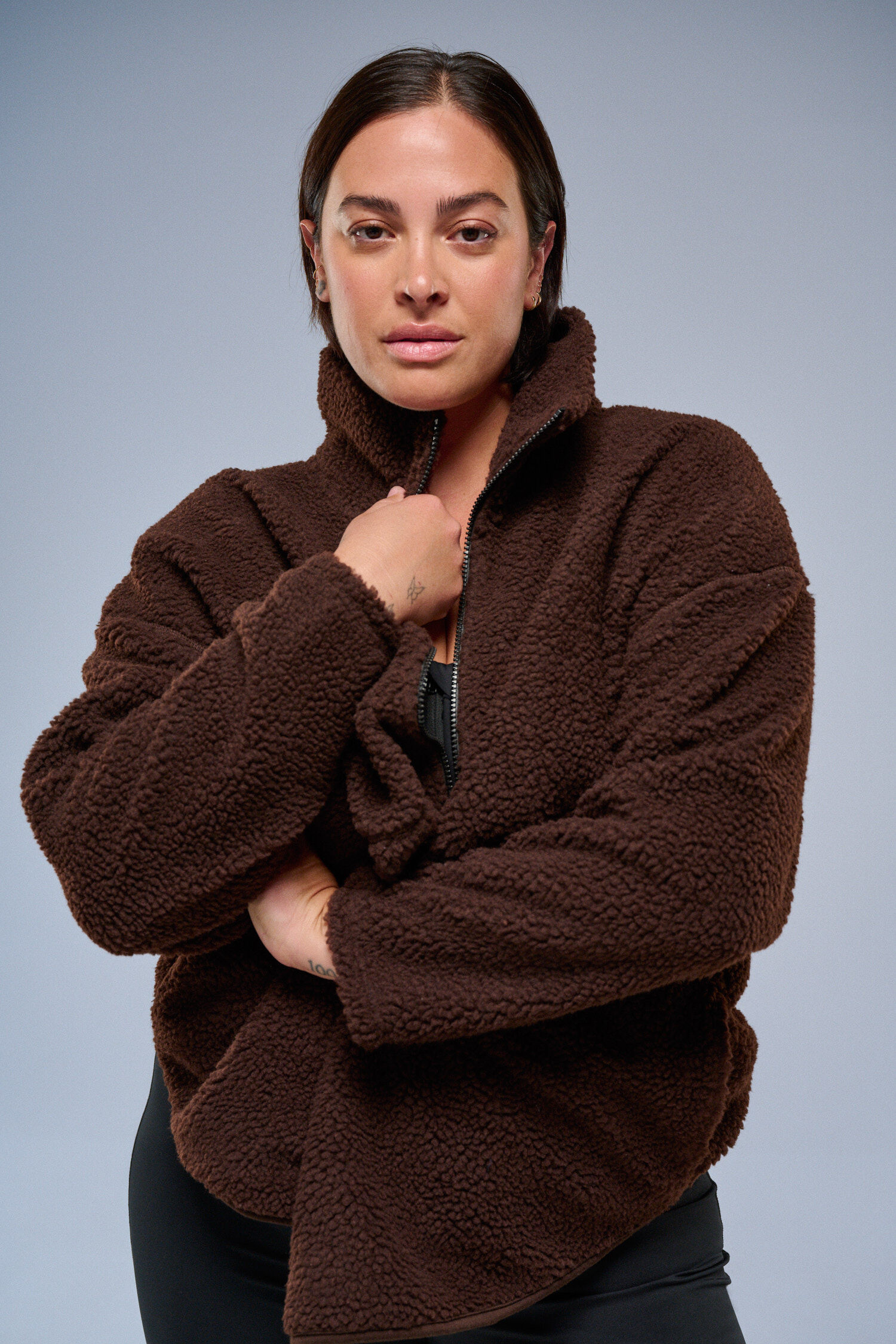 Zizzi Fleecejakke i brun, , Model