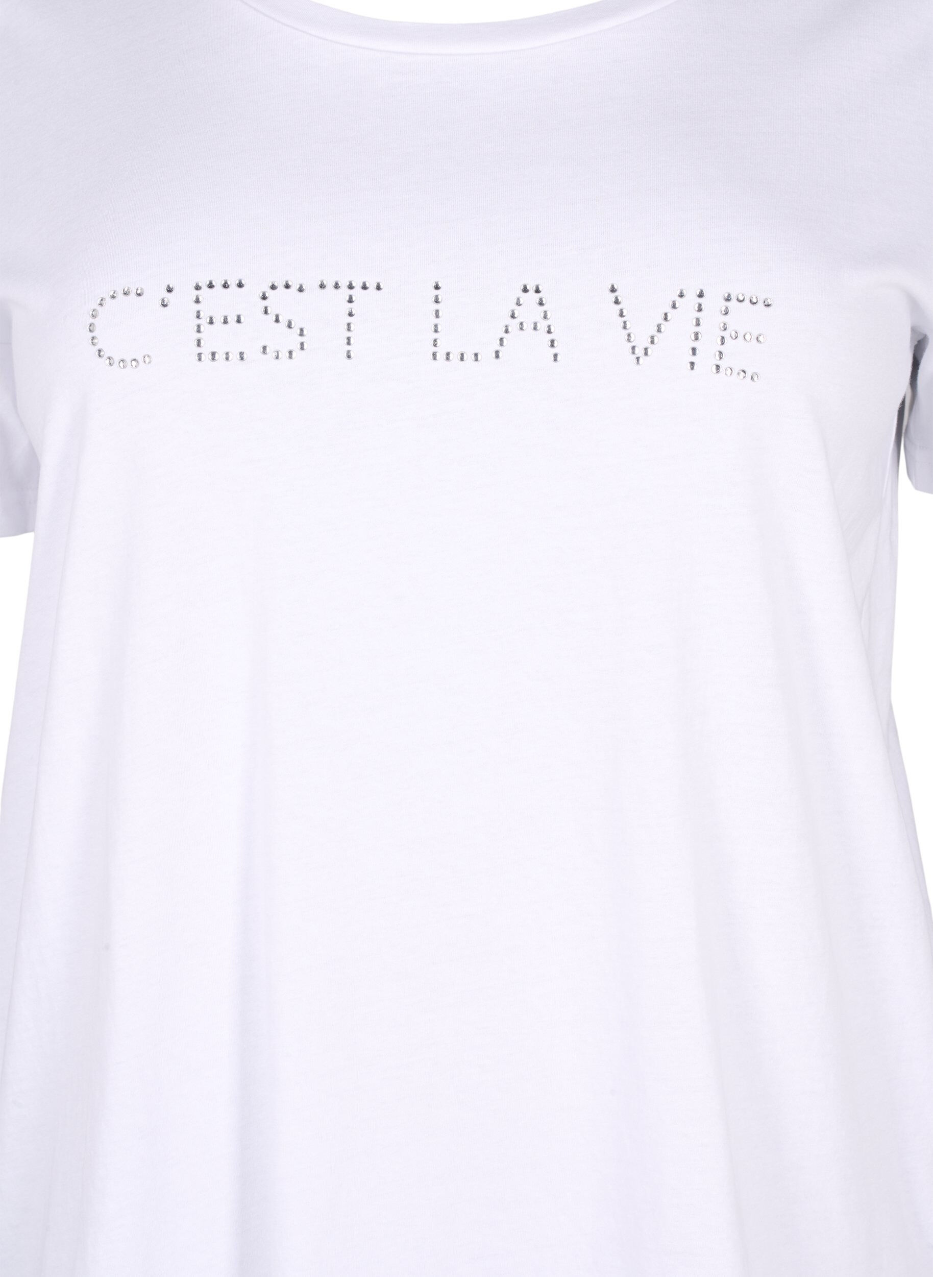 Zizzi T-shirt med rhinesten, B.White W.Rhinestone, Packshot image number 2