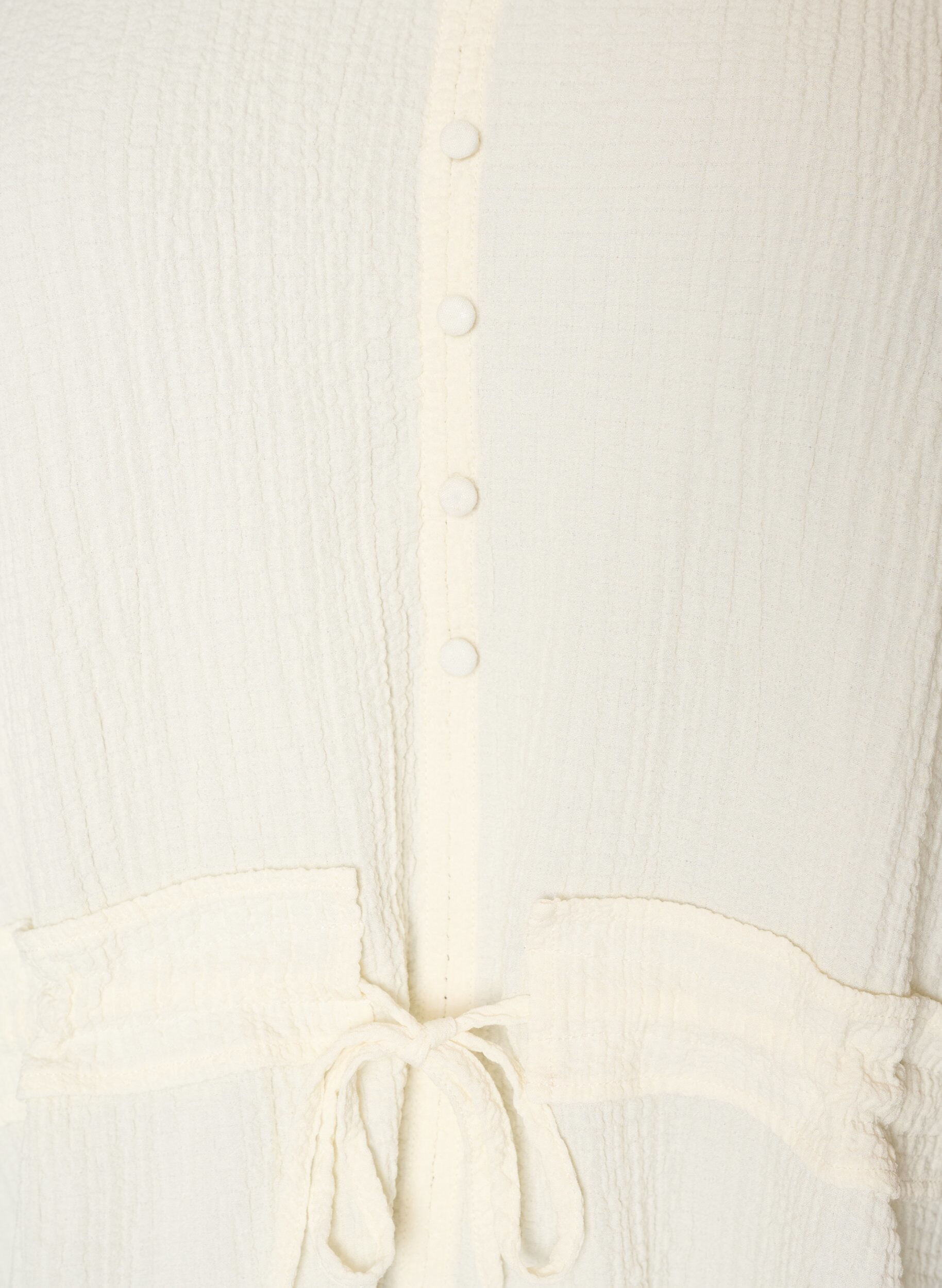 ZizziBluse med struktur og bindeb&aring;nd i taljen, Vanilla, Packshot image number 2