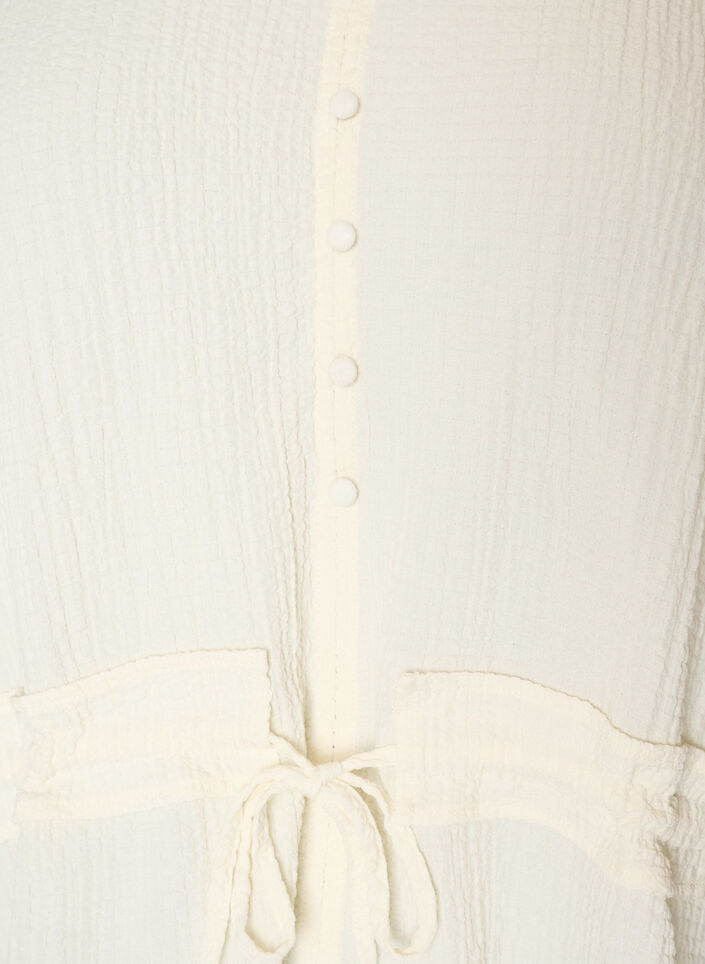 Bluse med struktur og bindeb&aring;nd i taljen, Vanilla, Packshot image number 2