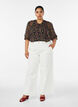 Bluse med blomsterprint og V-udsk&aelig;ring, Sort, Model image number 1