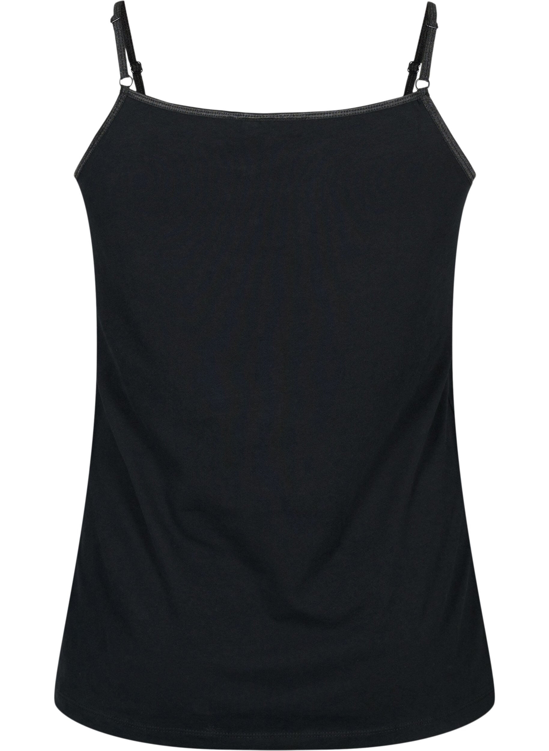 ZizziBasis strop top i bomuld, Sort, Packshot image number 1