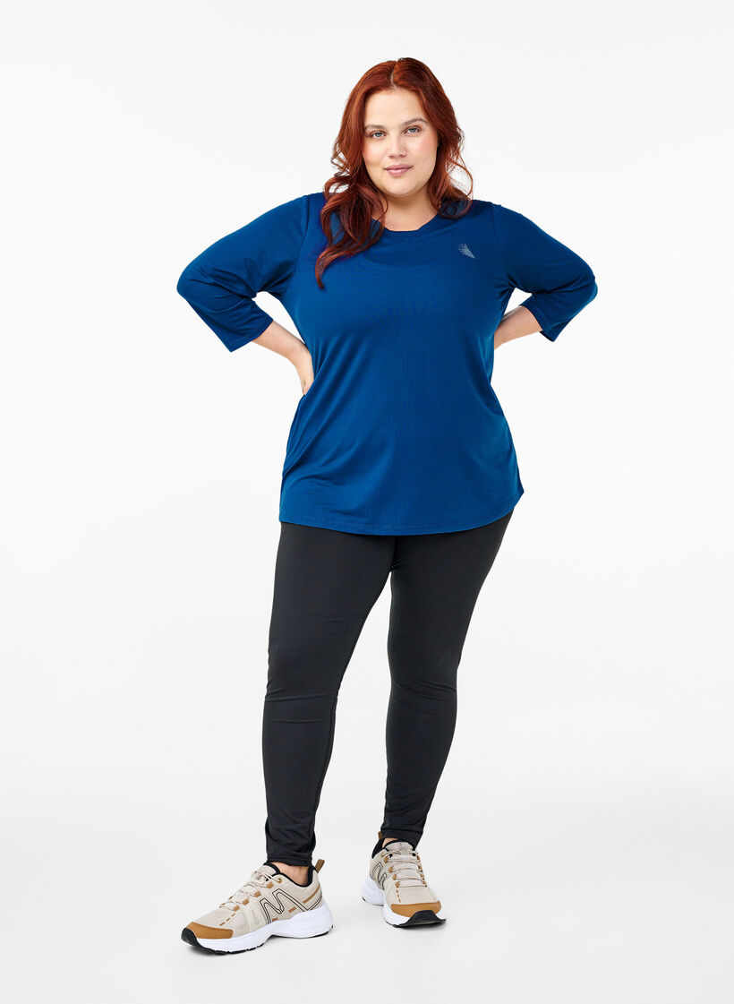 Træningsbluse med 3/4 ærmer, Blå, Model image number 1