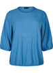 Bluse med struktur og 3/4 &aelig;rme, Bl&aring;, Packshot image number 0