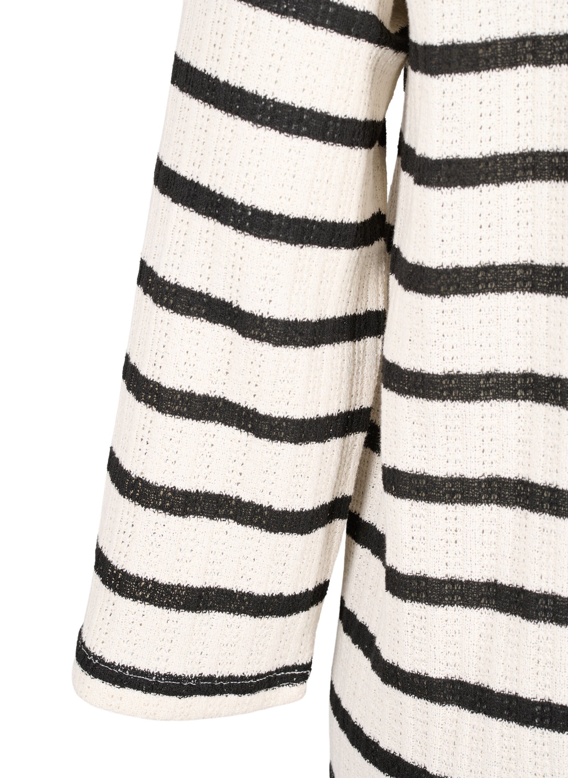 Zizzi Stribet cardigan med bindeb&aring;nd, Sand Black Stripe, Packshot image number 3