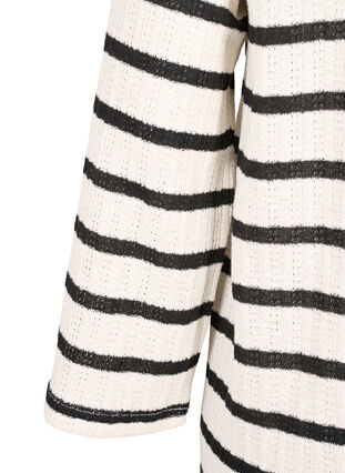 Stribet cardigan med bindebånd, Sand Black Stripe, Packshot image number 3