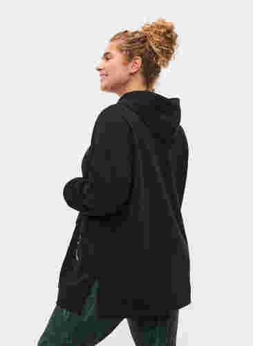 Sweatshirt med hætte og lommer, Black, Model image number 1