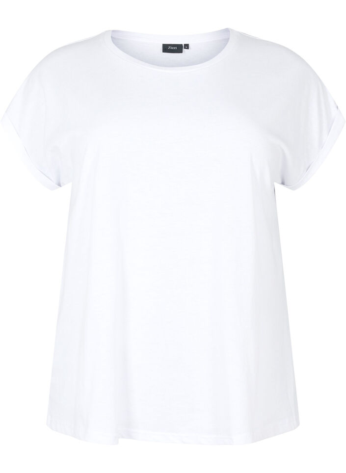 Kort&aelig;rmet t-shirt i bomuldsblanding, Hvid, Packshot image number 0