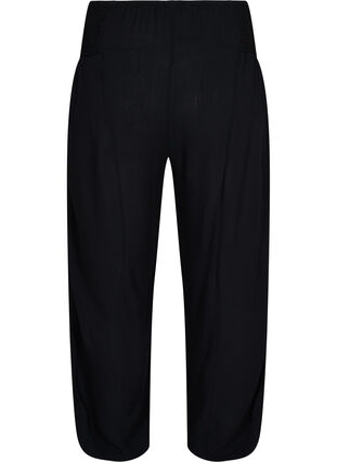 Løstsiddende bukser med smockdetalje, Black, Packshot image number 1