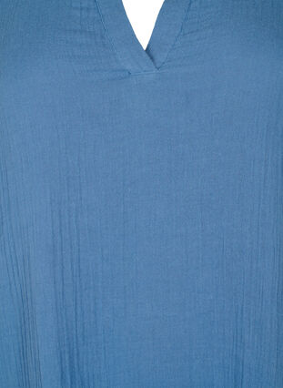 Kortærmet kjole i 100% bomuld, Moonlight Blue, Packshot image number 2