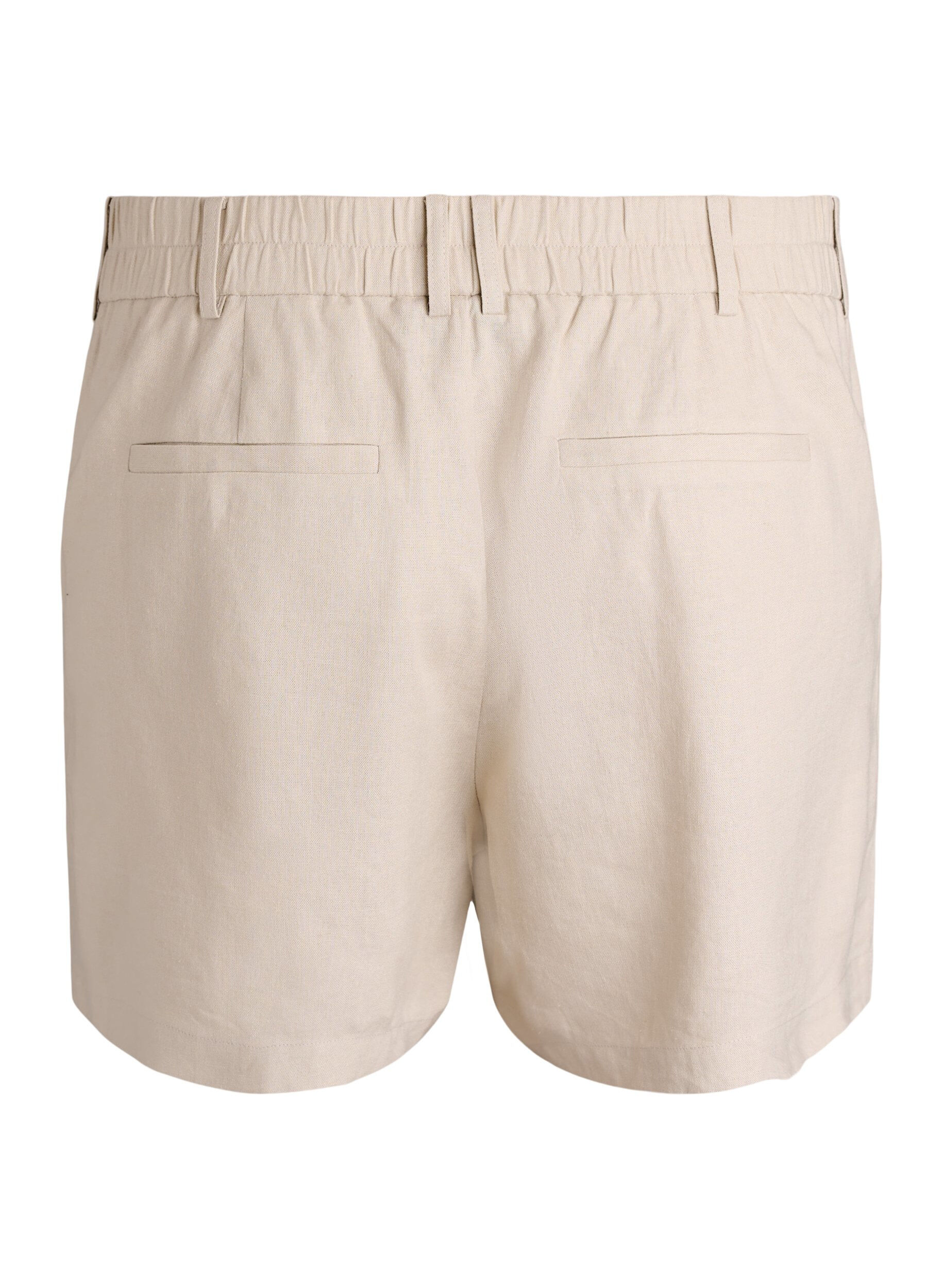 Zizzi Bermudashorts i h&oslash;r og viskose med h&oslash;j talje, Beige, Packshot image number 1