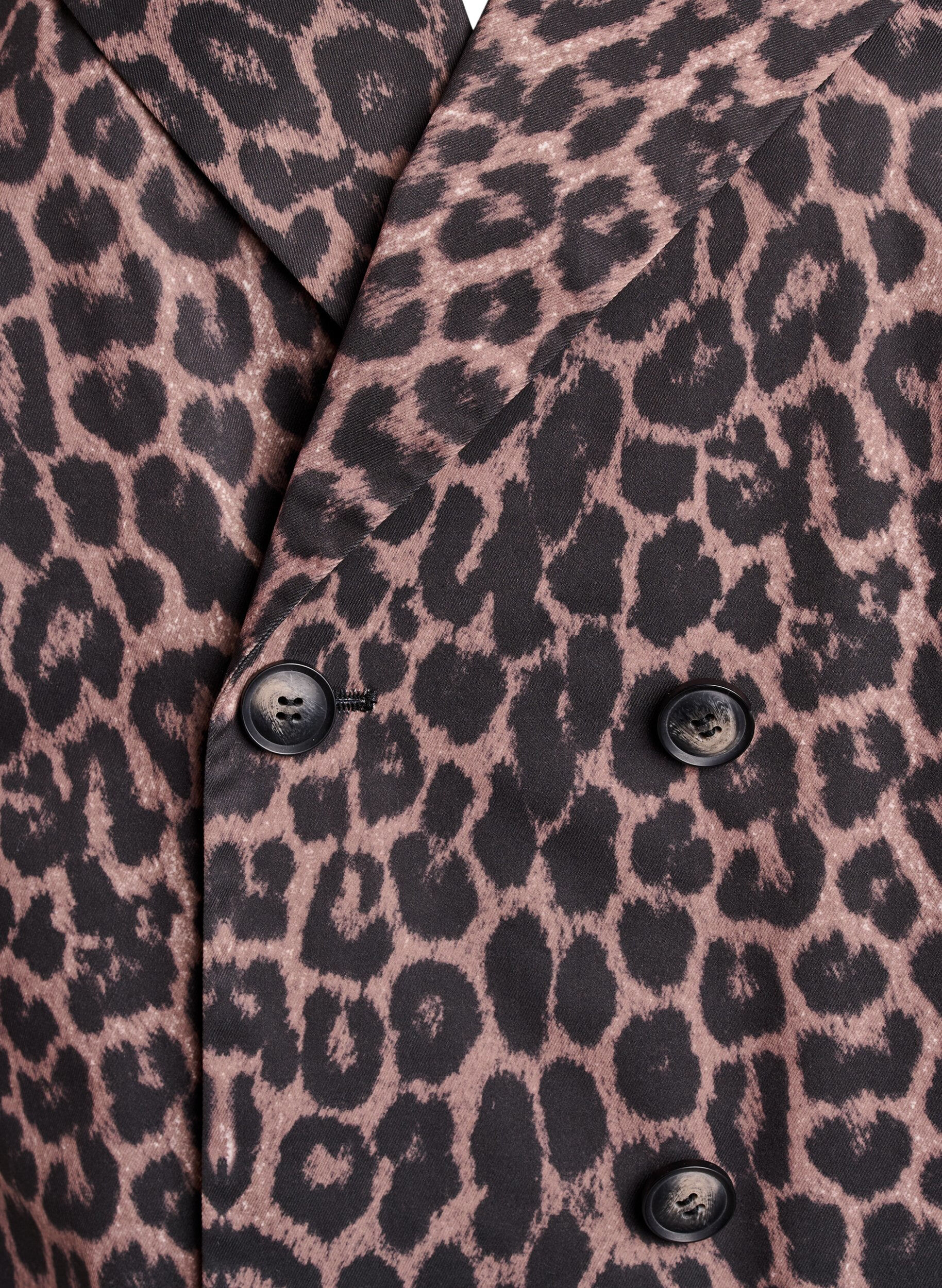 Zizzi Dobbeltradet blazerjakke med leopardprint, Brun, Packshot image number 2