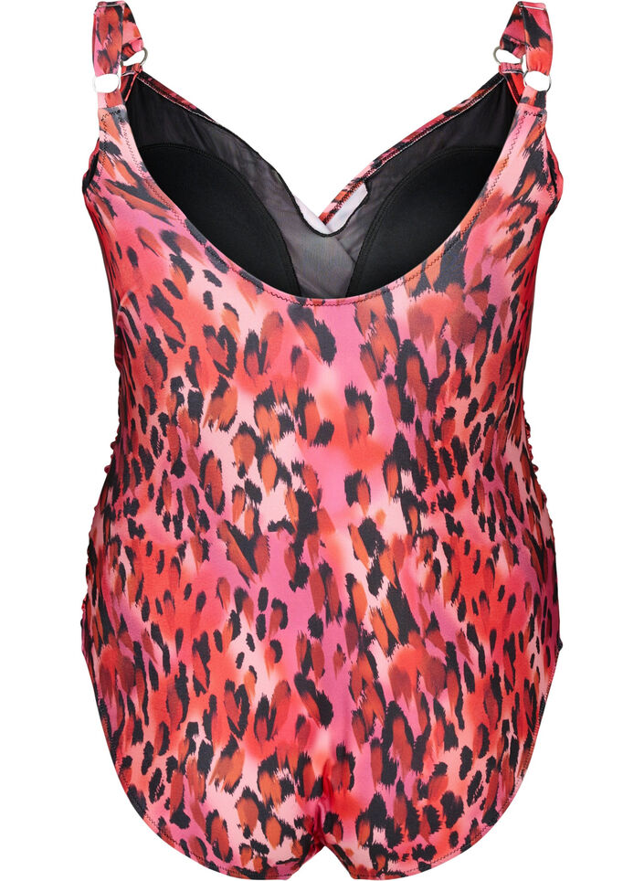 Badedragt med print og wrapeffekt  , Red Leopard AOP, Packshot image number 1