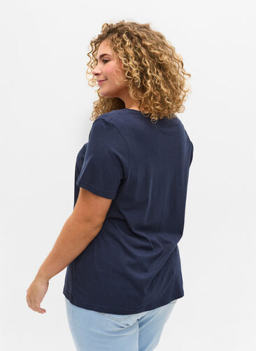 Kortærmet t-shirt med v-udskæring, Navy Blazer, Model image number 1