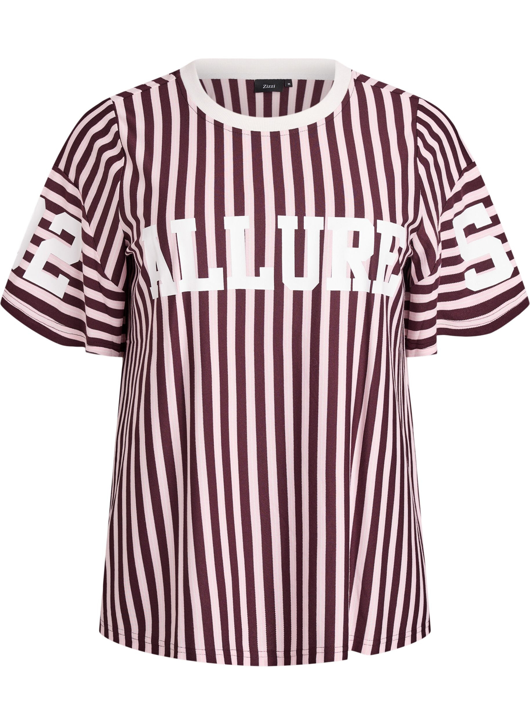 T-shirt med striber og sporty print