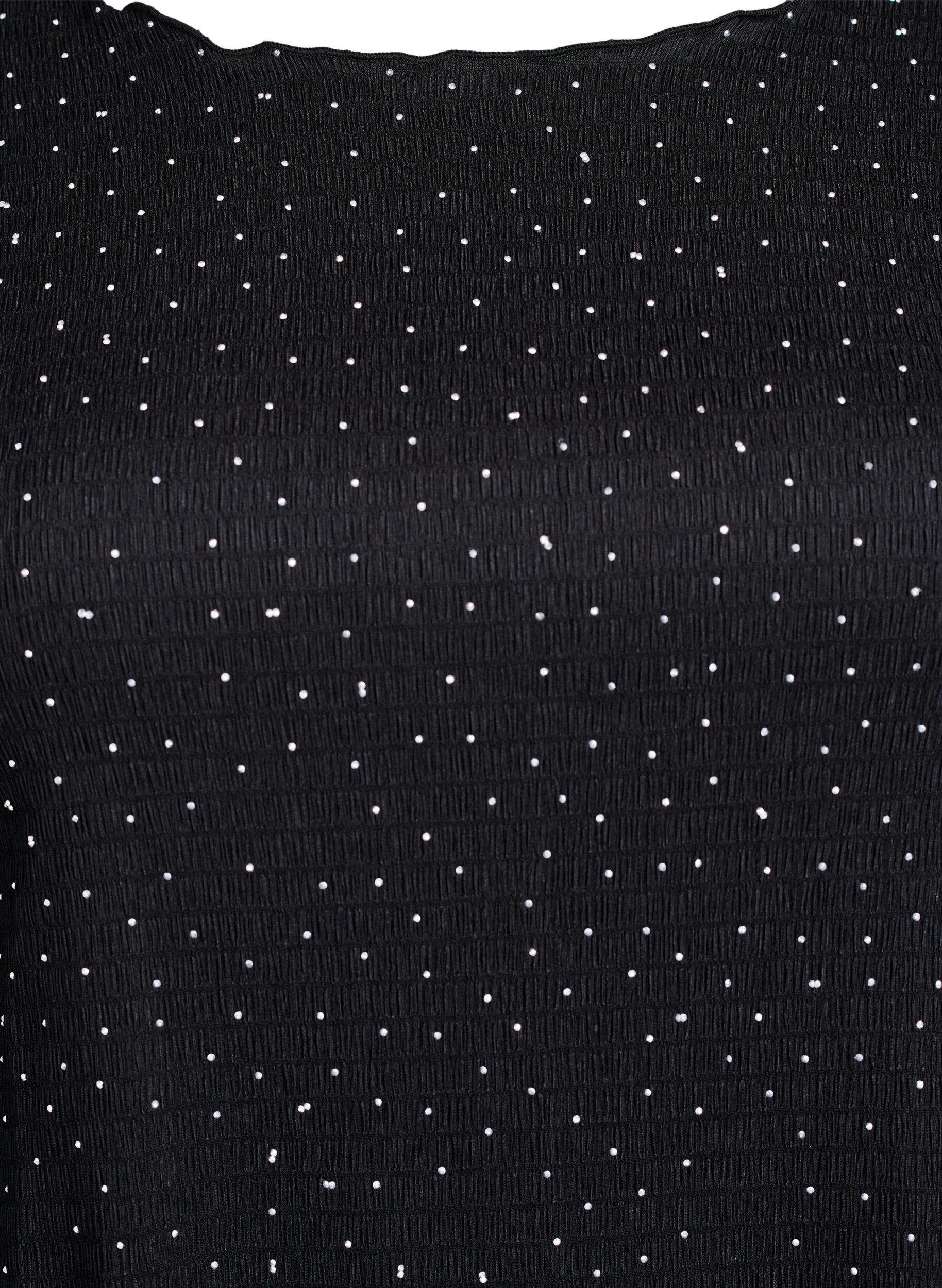 Zizzi Kjole med rhinsten og b&oslash;lgede kanter, Sort, Packshot image number 2