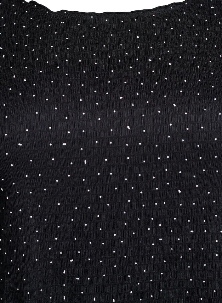 Kjole med rhinsten og bølgede kanter, Sort, Packshot