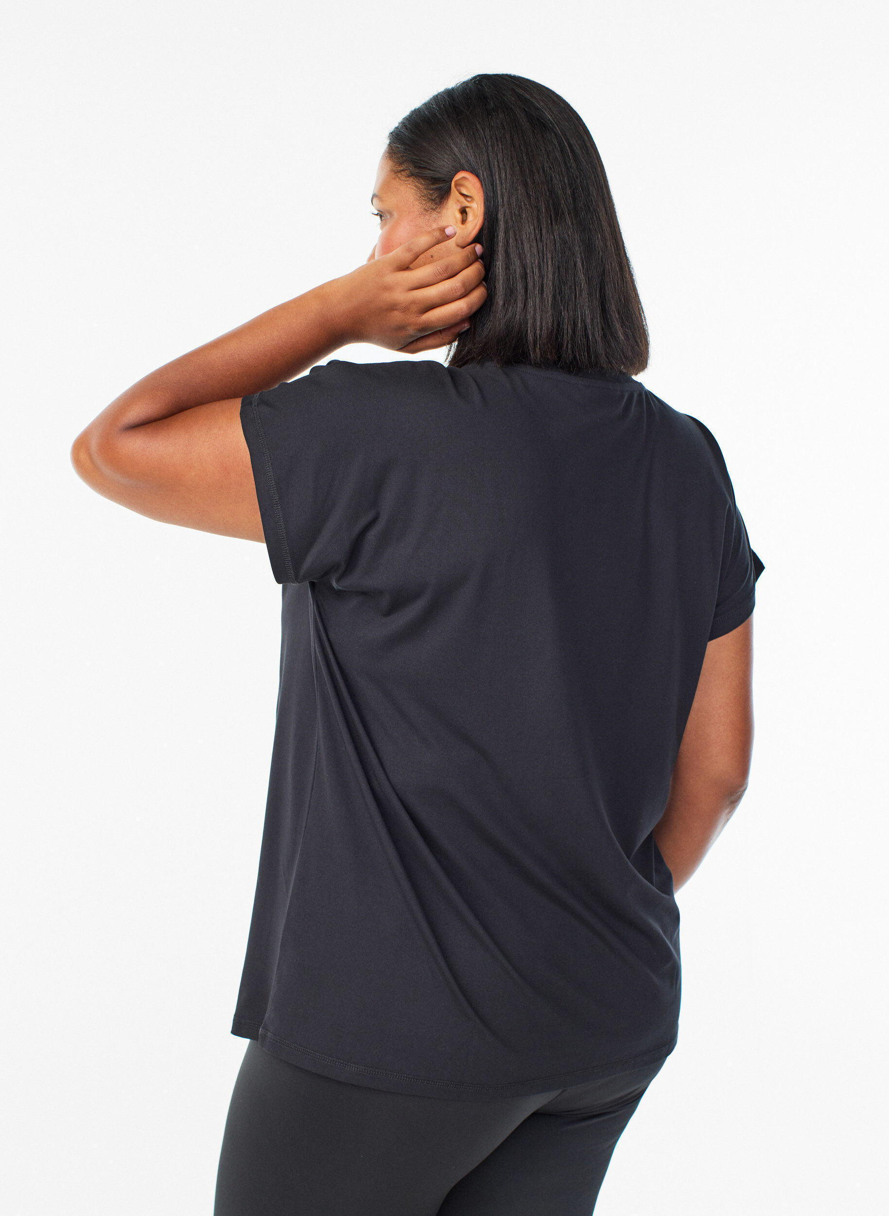 ZizziEnsfarvet tr&aelig;nings t-shirt, Sort, Model image number 2