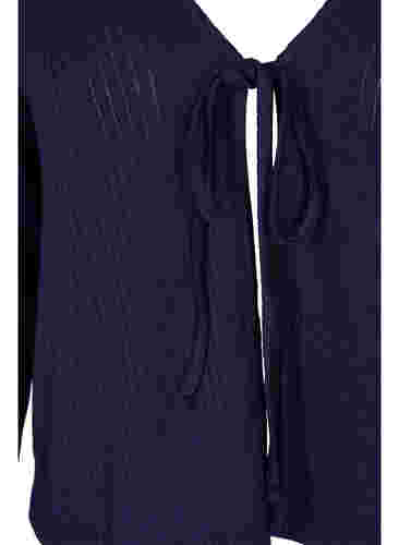 Ribbet cardigan med bindesnøre, Navy Blazer, Packshot image number 2